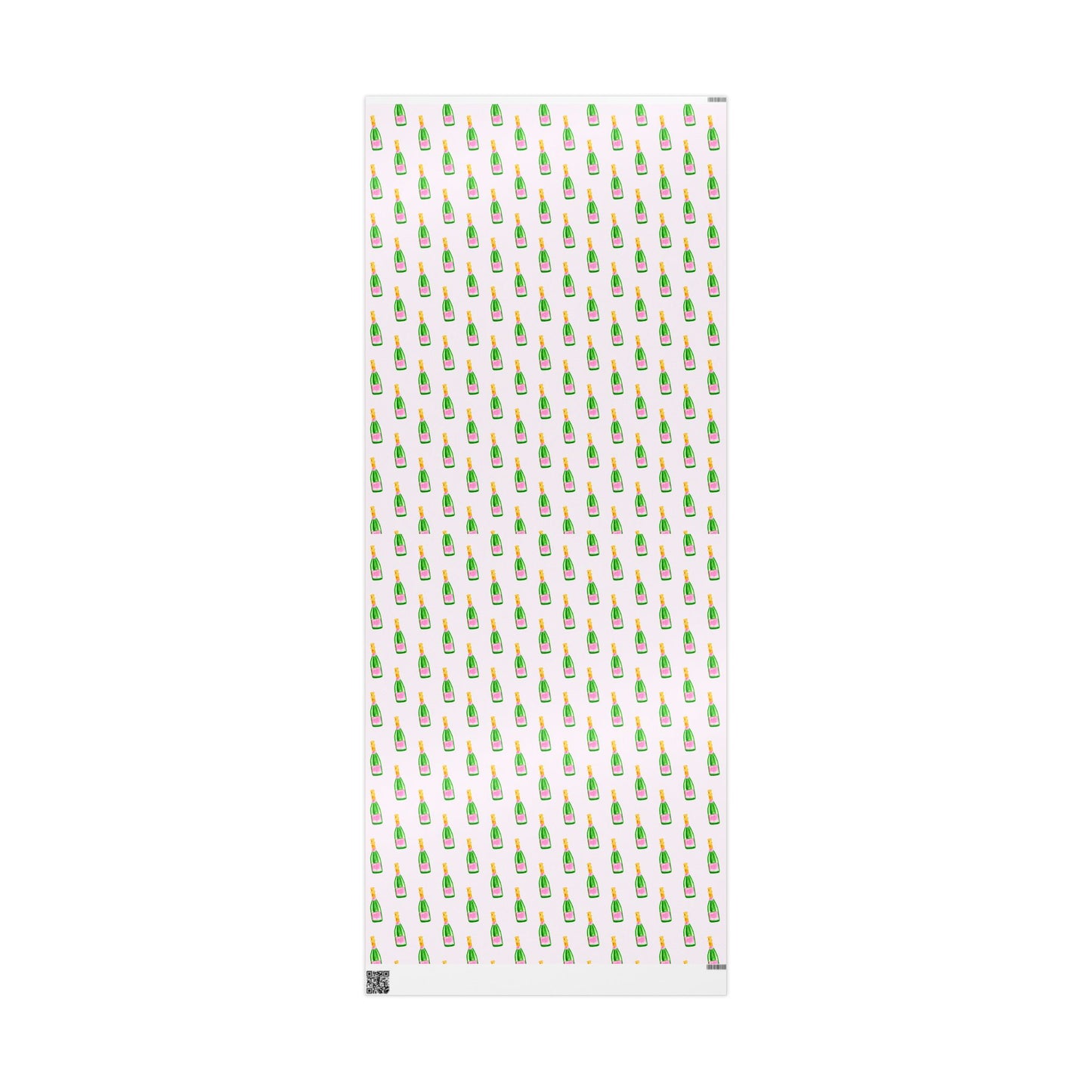 Gift Wrap | Blush Pink & Green Watercolor Champagne Bottles Pattern | Matte or Glossy 30" x 72" Glossy