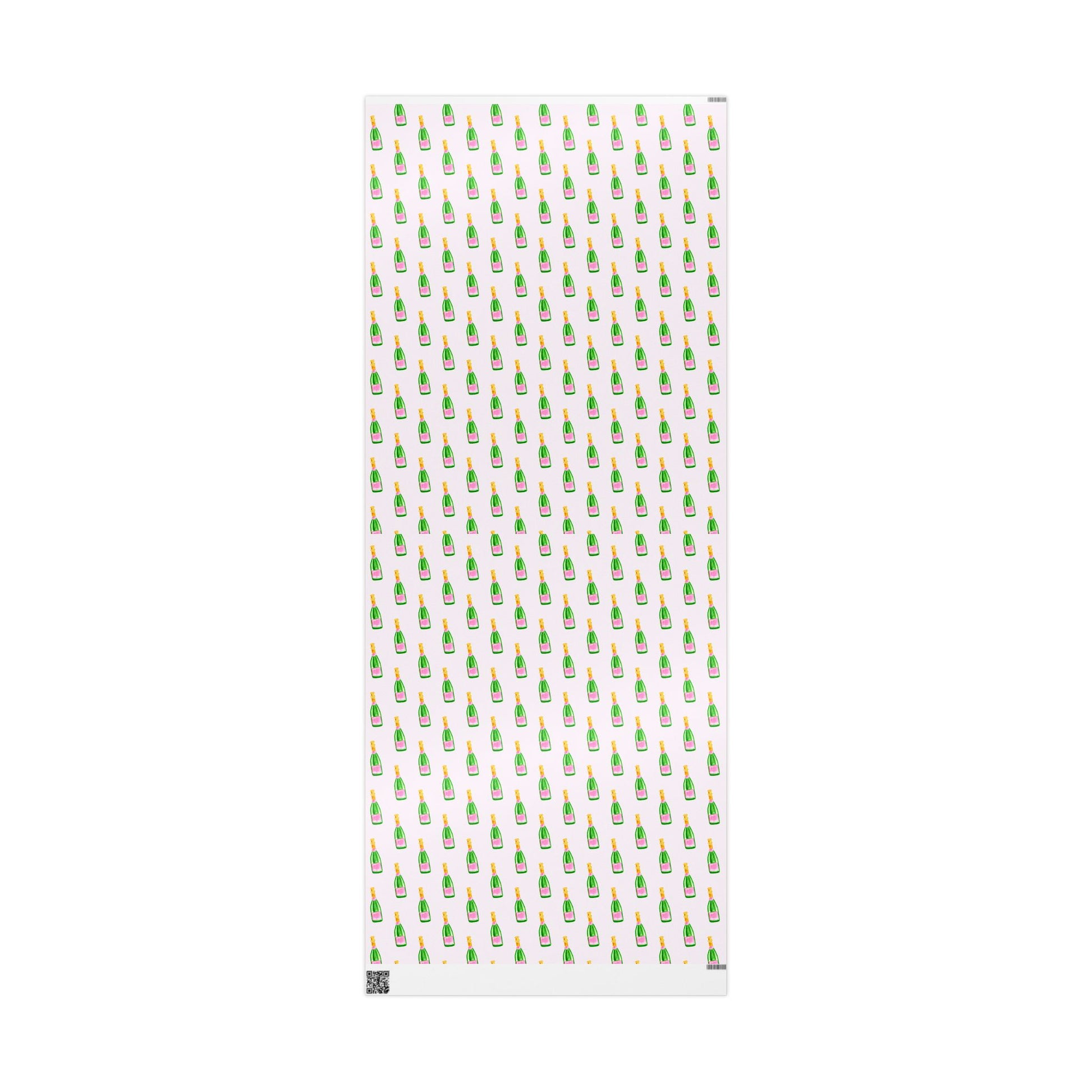 Gift Wrap | Blush Pink & Green Watercolor Champagne Bottles Pattern | Matte or Glossy 30" x 72" Glossy