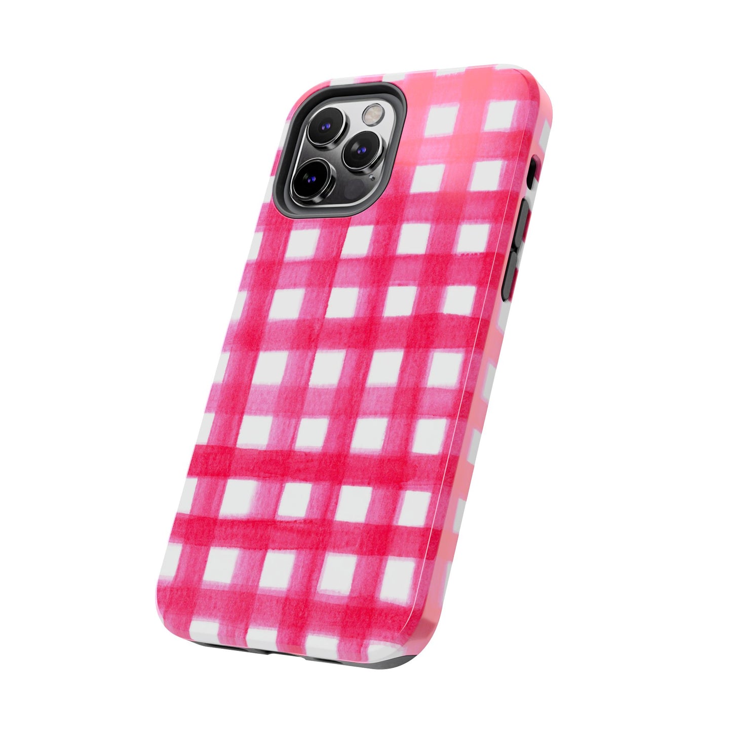 Hot Pink Gingham Watercolor Preppy Tough Phone Case | Various models