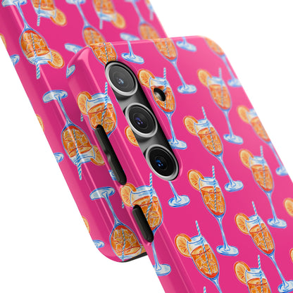 Orange & Blue Aperol Spritz Watercolor Pattern Hot Pink Phone Case | Various Models