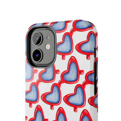 Red Heart Shaped Sunglasses Watercolor Illustrated Tough Phone Case | Various Models