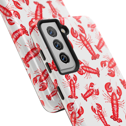 Watercolor Red Lobster Coastal Illustrated Patterned Tough Phone Case | Various Models