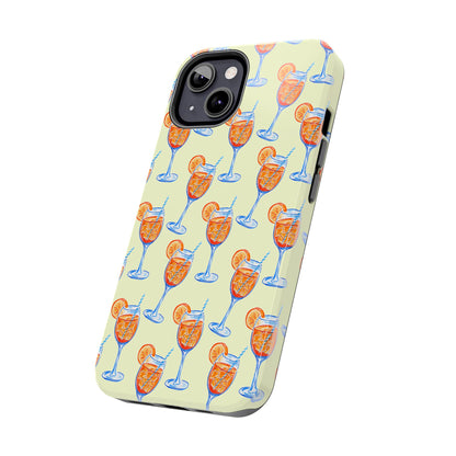 Lemon Yellow Orange & Blue Aperol Spritz Watercolor Patterned Tough Phone Case | Various Models