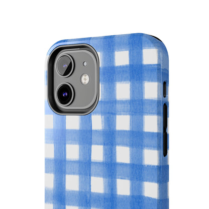 Blue Gingham Watercolor Preppy Tough Phone Case | Various models