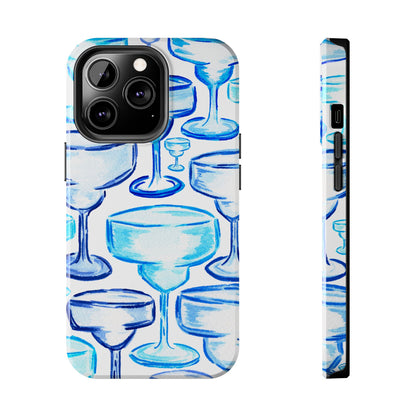 Coastal Shades of Blue Watercolor Margaritas Tough Phone Case | Various Models Available iPhone 13 Pro