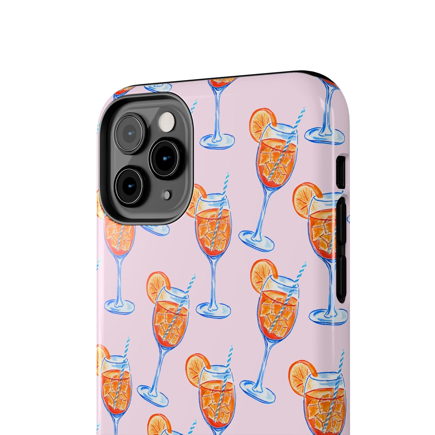 Orange & Blue Aperol Spritz Watercolor Patterned Blush Pink Tough Phone Case | Various Models