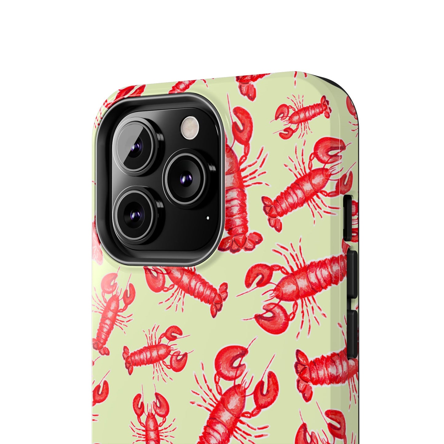 Red Lobster Watercolor Illustrated Tossed Pattern Light Yellow Tough Phone Case | Various Models