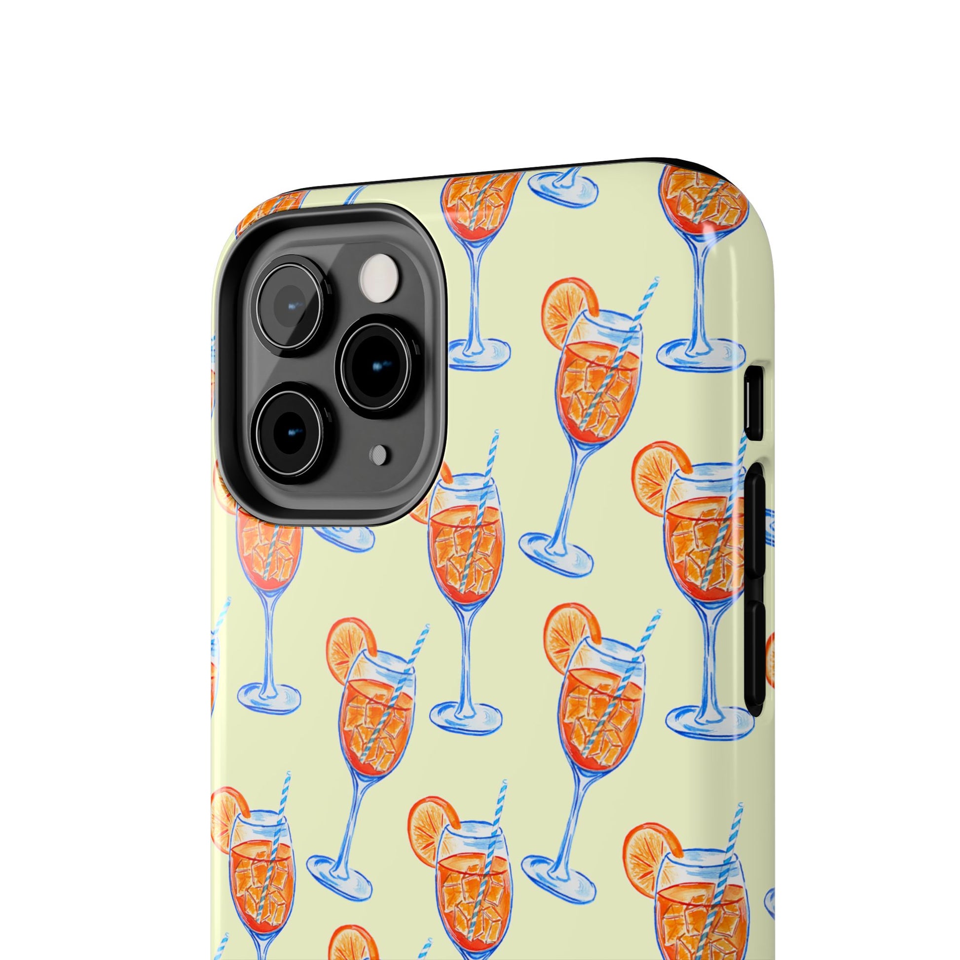Lemon Yellow Orange & Blue Aperol Spritz Watercolor Patterned Tough Phone Case | Various Models