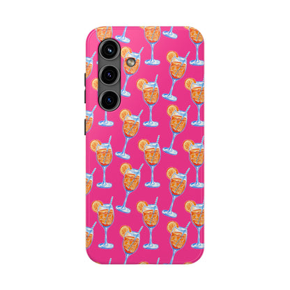 Orange & Blue Aperol Spritz Watercolor Pattern Hot Pink Phone Case | Various Models Samsung Galaxy S24