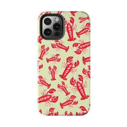 Red Lobster Watercolor Illustrated Tossed Pattern Light Yellow Tough Phone Case | Various Models