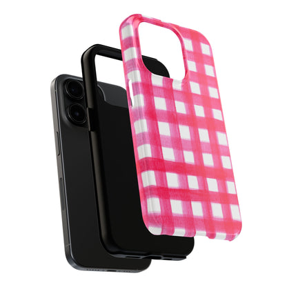 Hot Pink Gingham Watercolor Preppy Tough Phone Case | Various models