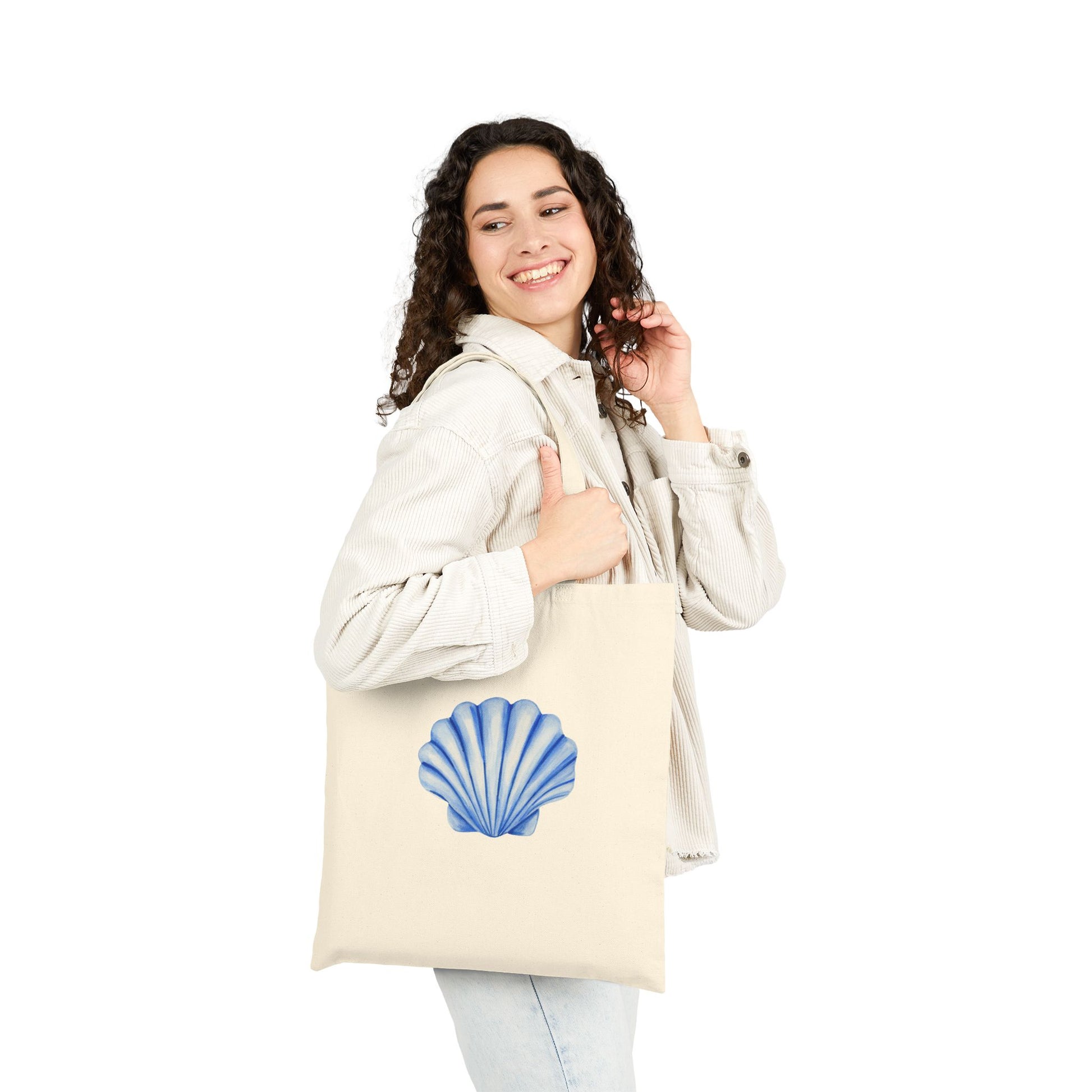 Tote Bag | Blue Watercolor Illustrated Sea Shell