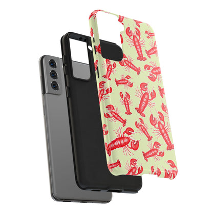 Red Lobster Watercolor Illustrated Tossed Pattern Light Yellow Tough Phone Case | Various Models