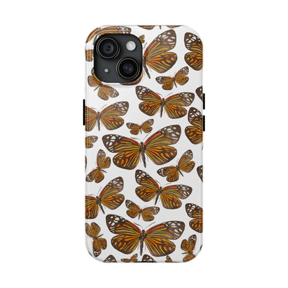 Black & Orange Butterfly Watercolor Illustrated Tossed Pattern Tough Phone Case | Various Models iPhone 15