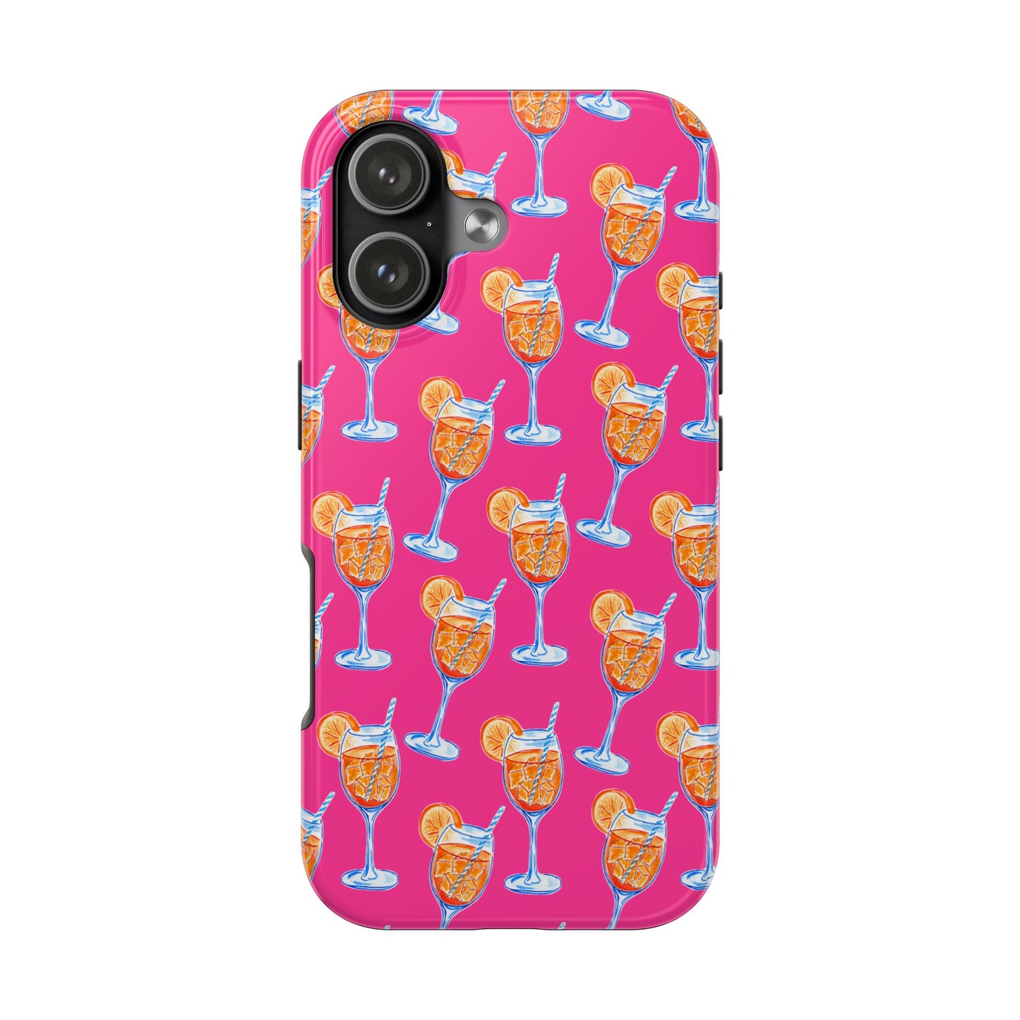 Orange & Blue Aperol Spritz Watercolor Pattern Hot Pink Phone Case | Various Models iPhone 17