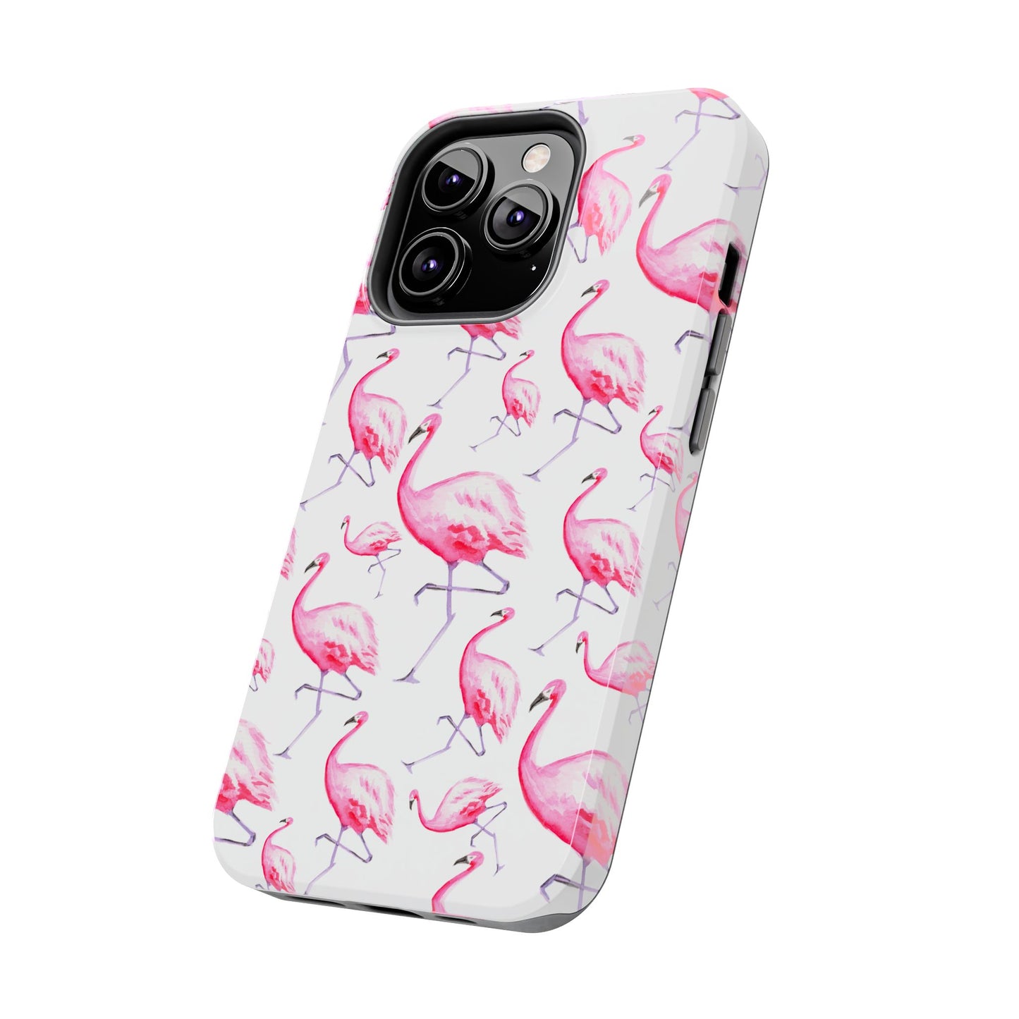 Hot Pink Flamingos Watercolor Illustrated Tossed Pattern Phone Case | Various Models