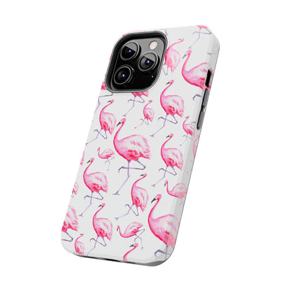 Hot Pink Flamingos Watercolor Illustrated Tossed Pattern Phone Case | Various Models