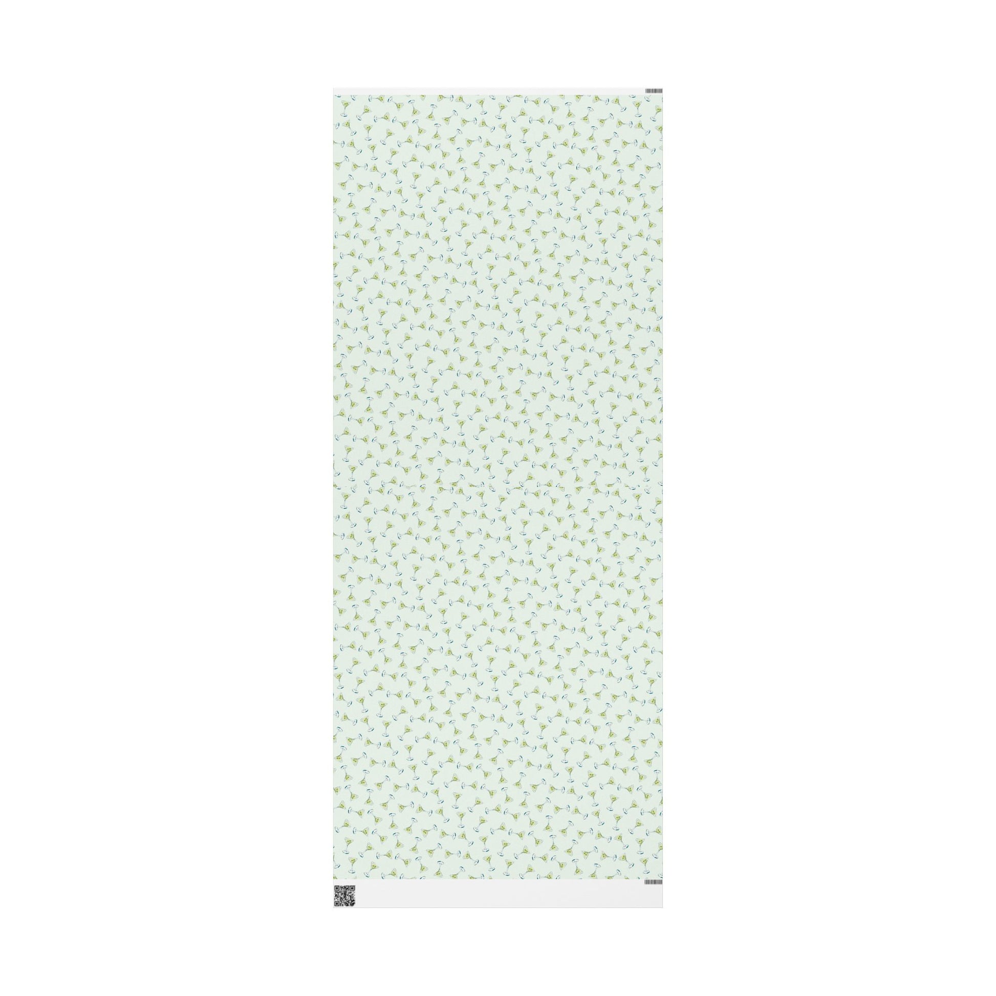 Gift Wrap | Mini Mint Green Watercolor Martini Tossed Pattern | Matte or Glossy | Festive Birthday Bachelorette Cocktail Gift Wrap 30" x 72" Matte