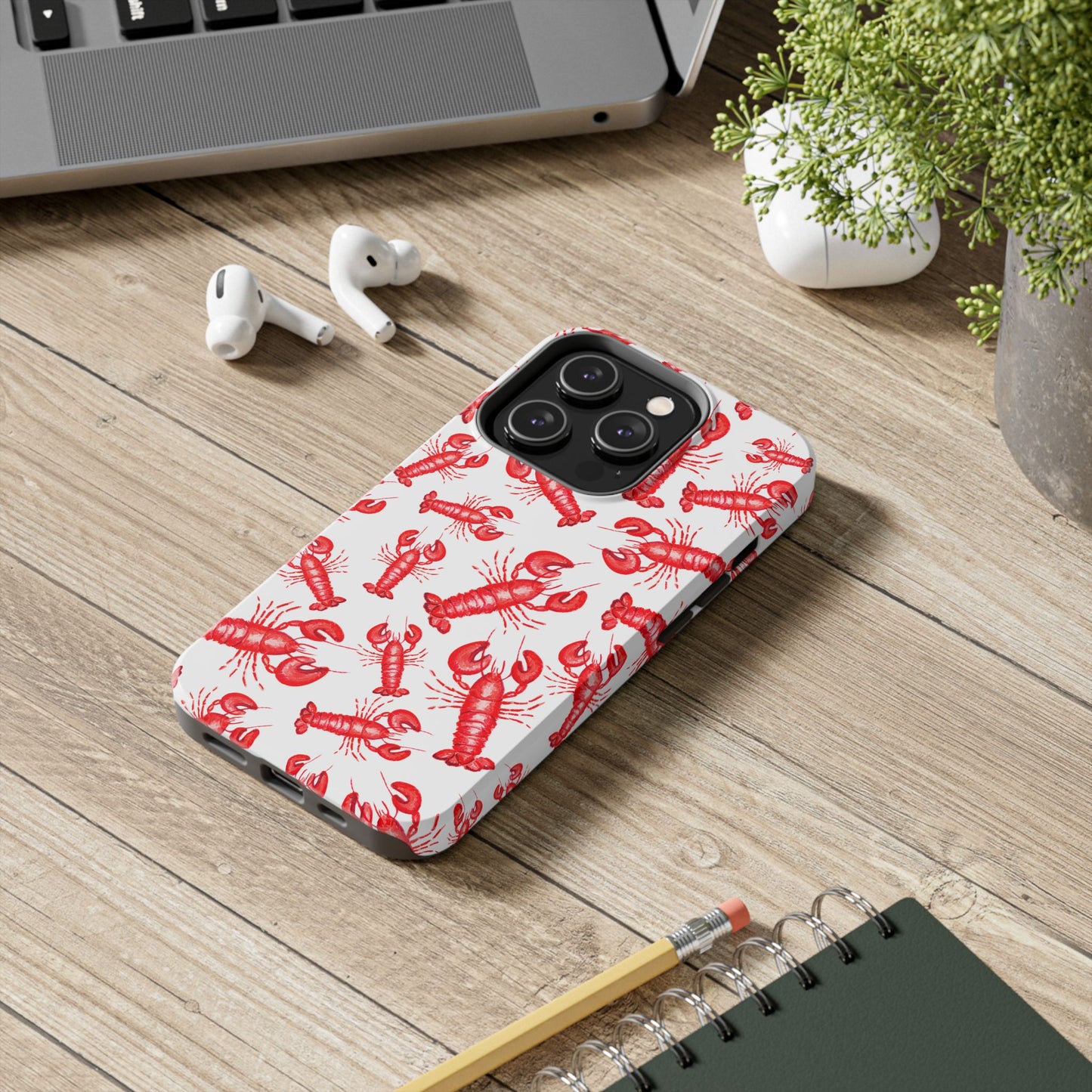 Watercolor Red Lobster Coastal Illustrated Patterned Tough Phone Case | Various Models