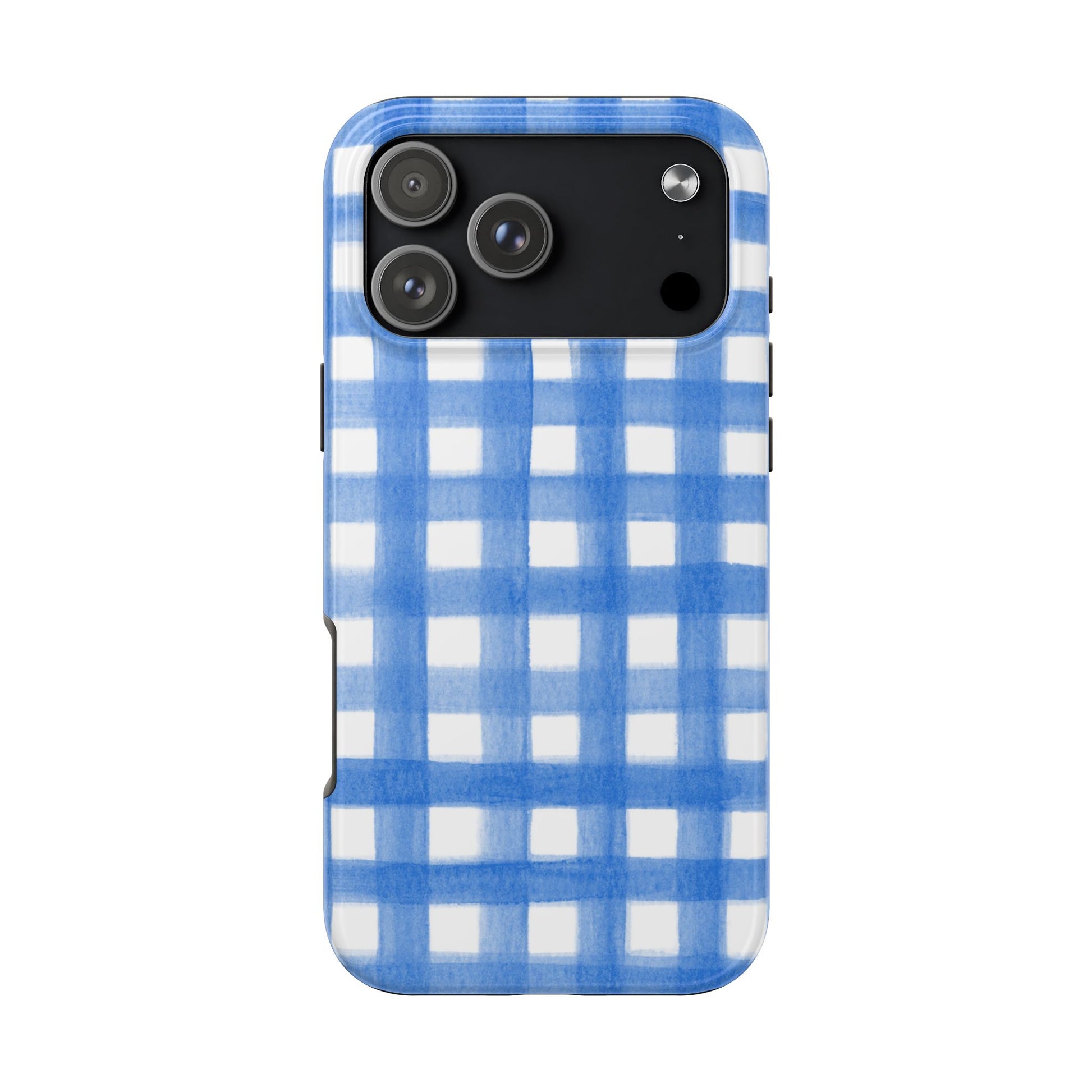 Blue Gingham Watercolor Preppy Tough Phone Case | Various models iPhone 17 Pro Max