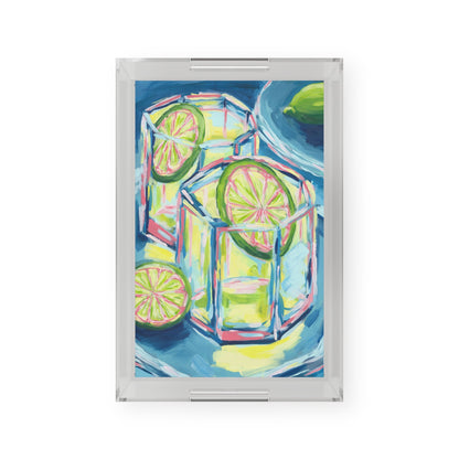 11” x 17” Acrylic Serving Tray Blue Green Pink Margaritas