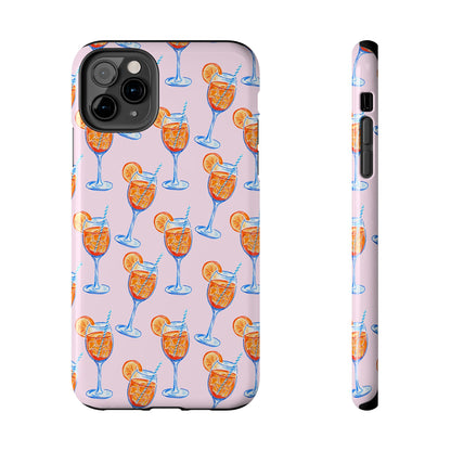 Orange & Blue Aperol Spritz Watercolor Patterned Blush Pink Tough Phone Case | Various Models iPhone 11 Pro Max