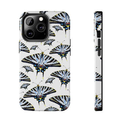 Light Blue Swallowtail Butterflies Watercolor Illustrated Pale Blue Tough Phone Case | Various Models iPhone 13 Pro