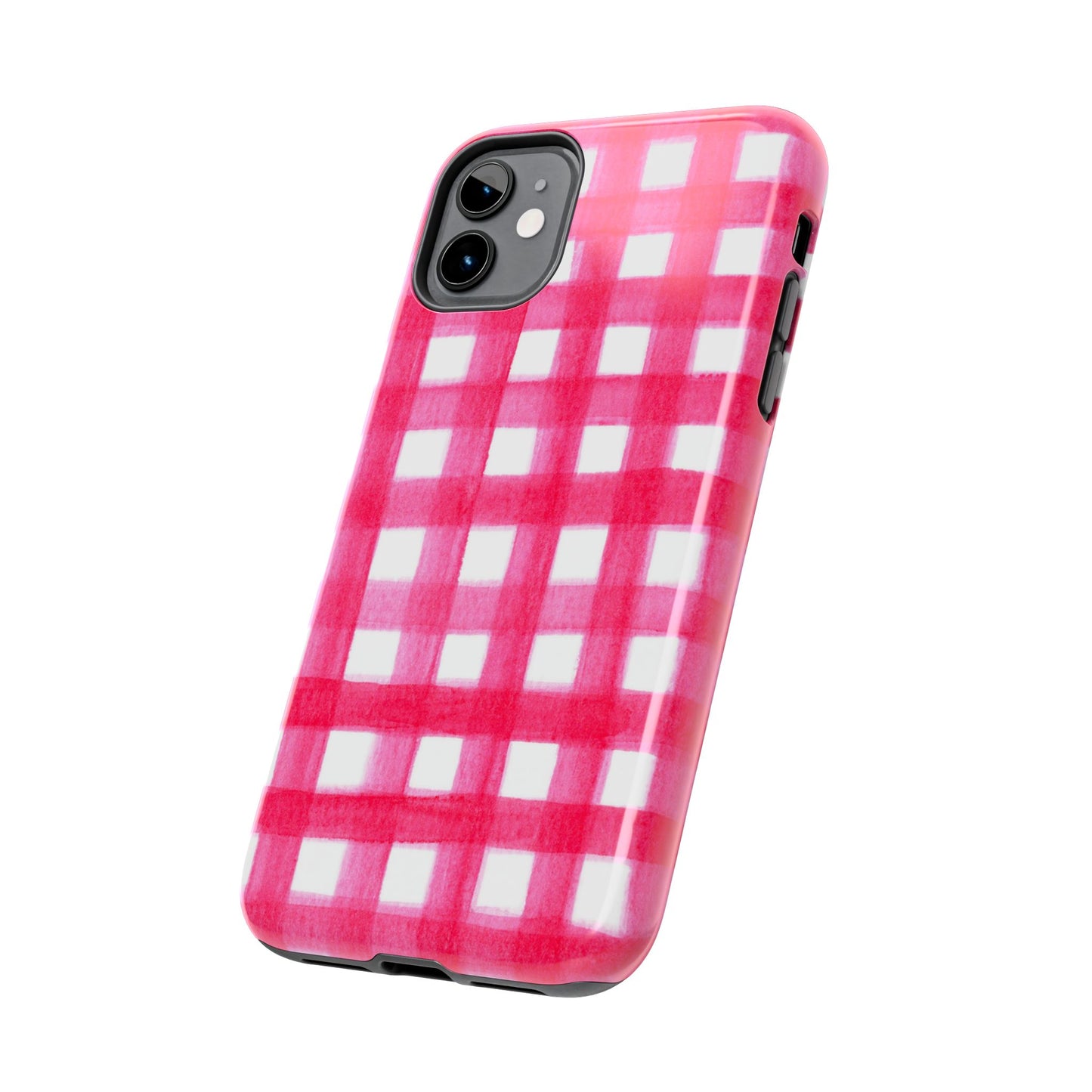 Hot Pink Gingham Watercolor Preppy Tough Phone Case | Various models