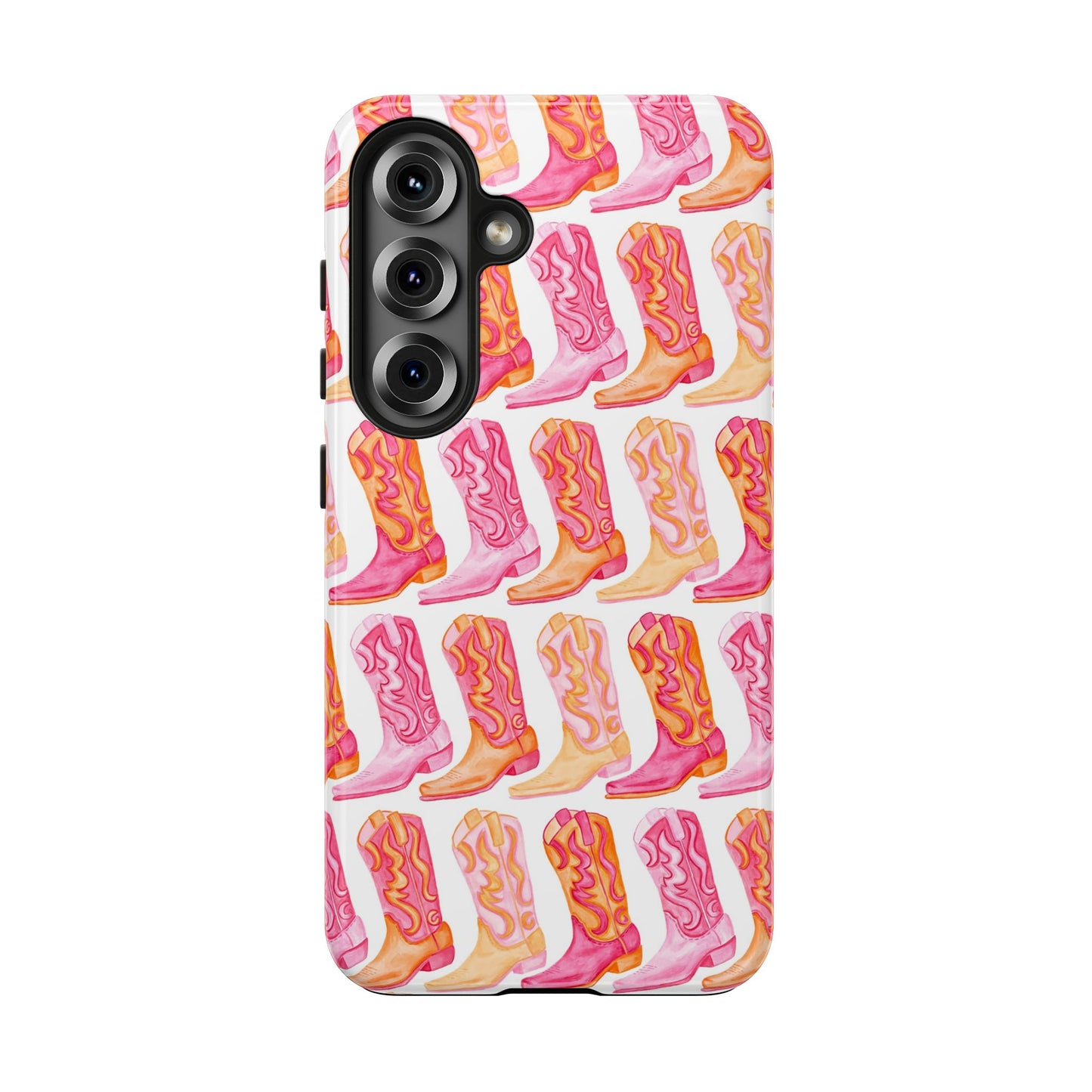 Rows of Hot Pink & Orange Cowboy Boots Tough Phone Cases | Various Models Available
