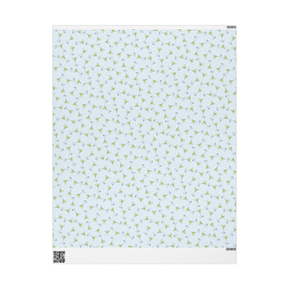 Gift Wrap| Mini Pale Blue Watercolor Martini Tossed Pattern | Matte or Glossy 30" x 36" Matte