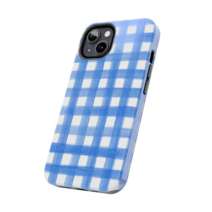 Blue Gingham Watercolor Preppy Tough Phone Case | Various models