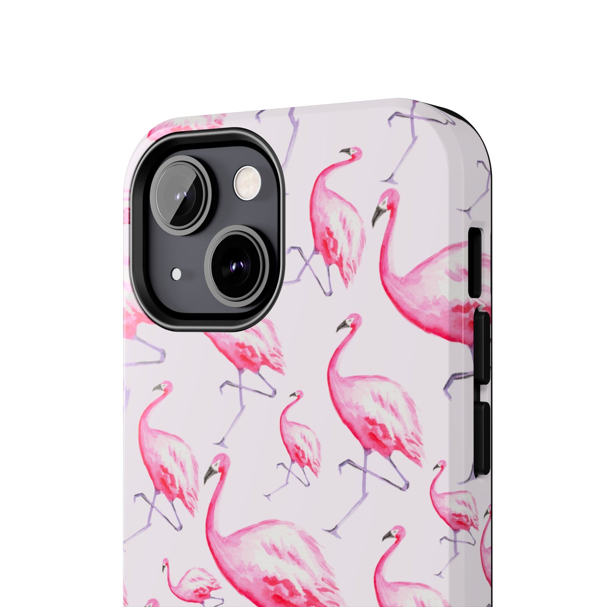 Pink Flamingos Watercolor Illustrated Tossed Pattern Blush Phone Case | Various Models