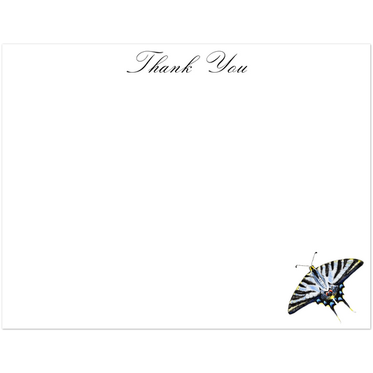 Thank You Cards Light Blue Swallowtail Butterfly Watercolor Illustrated Flat Notecards | Set of 10 Cards & Envelopes | 2 Sizes 4.25x5.5″ (SM)