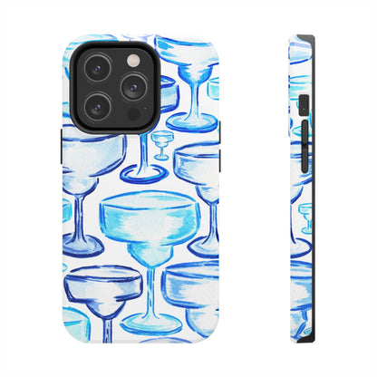 Coastal Shades of Blue Watercolor Margaritas Tough Phone Case | Various Models Available iPhone 14 Pro