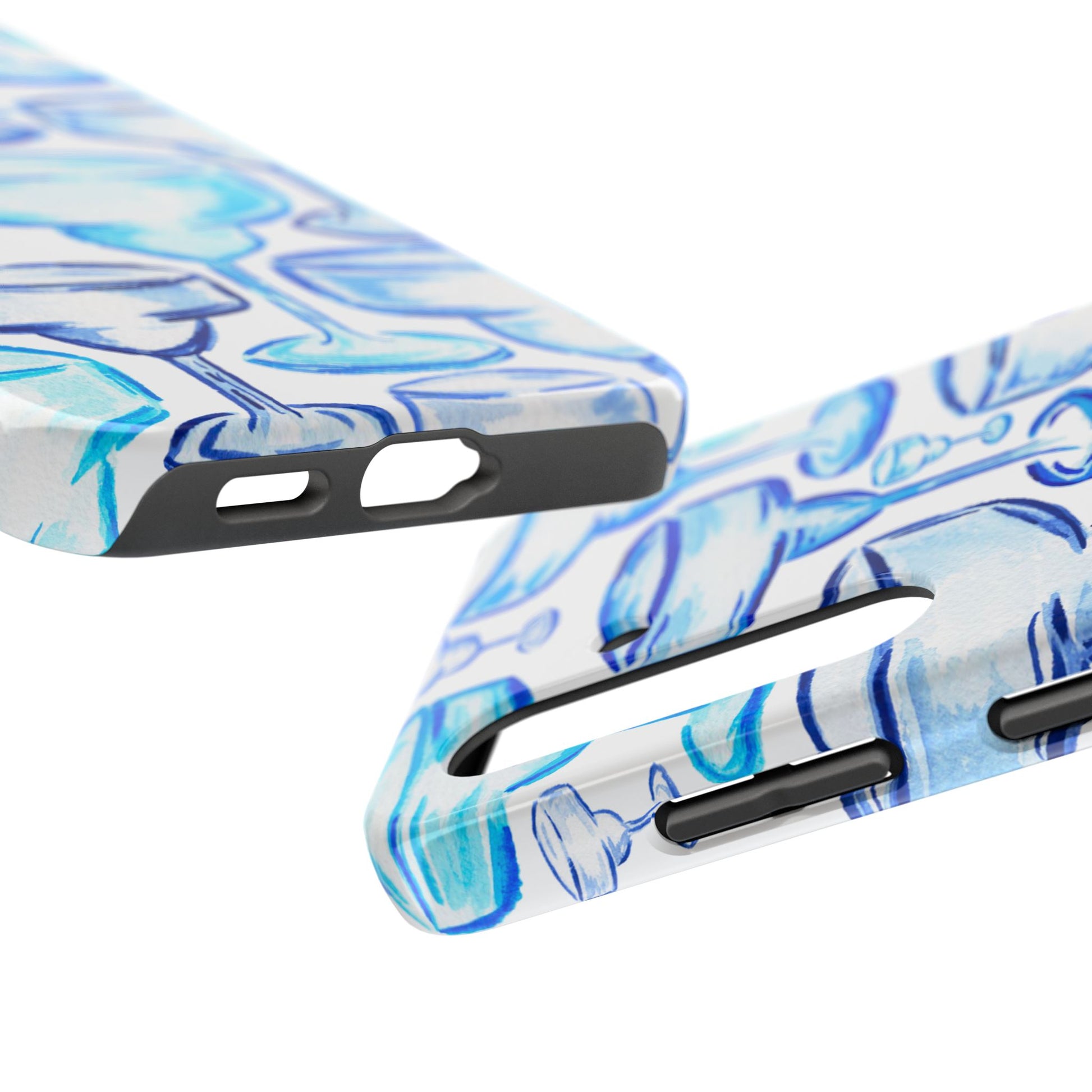 Coastal Shades of Blue Watercolor Margaritas Tough Phone Case | Various Models Available