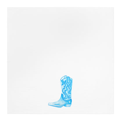 Tea Towel | Light Blue Cowboy Boot Watercolor Illustration | Boho Western Rustic Kitchen Decor | Coastal Cowgirl Kitchen