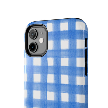 Blue Gingham Watercolor Preppy Tough Phone Case | Various models