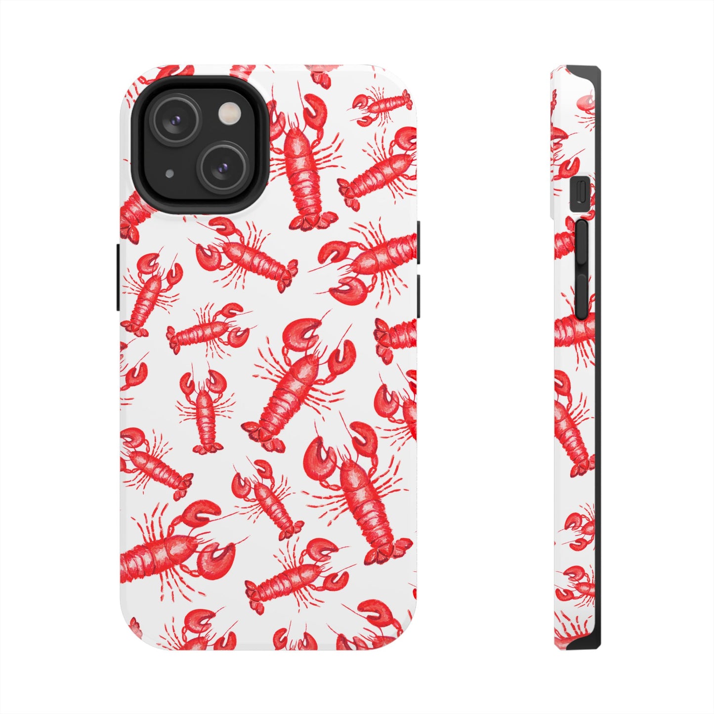 Watercolor Red Lobster Coastal Illustrated Patterned Tough Phone Case | Various Models
