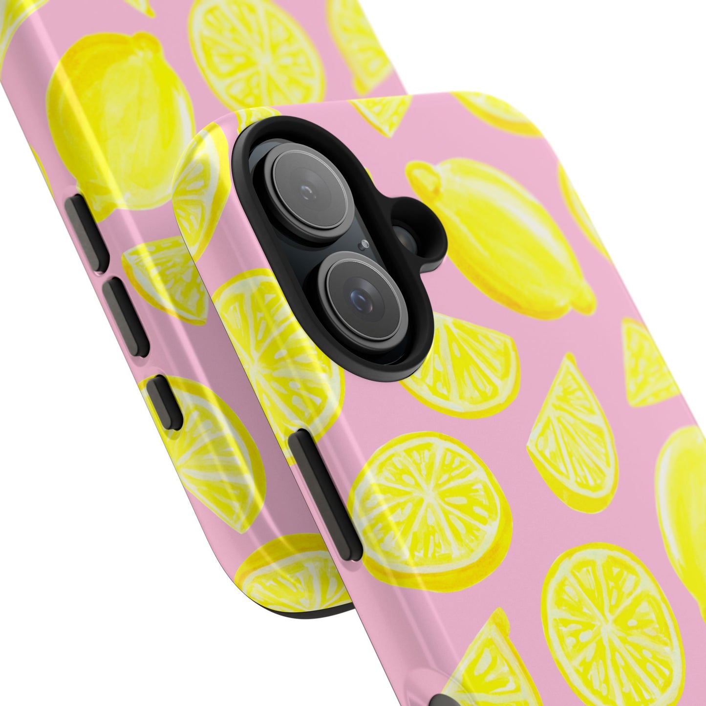 Bright Yellow Lemons Watercolor Illustrated Tossed Pattern Light Pink Tough Phone Case | Various Models