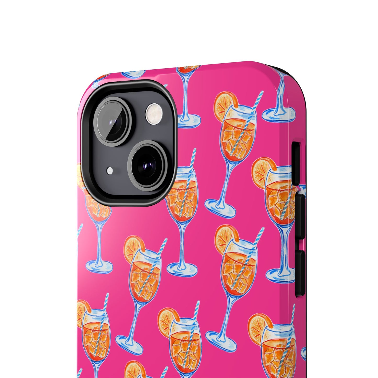 Orange & Blue Aperol Spritz Watercolor Pattern Hot Pink Phone Case | Various Models