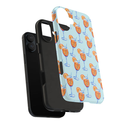 Orange & Blue Aperol Spritz Watercolor Pattern Turquoise Phone Case | Various Models