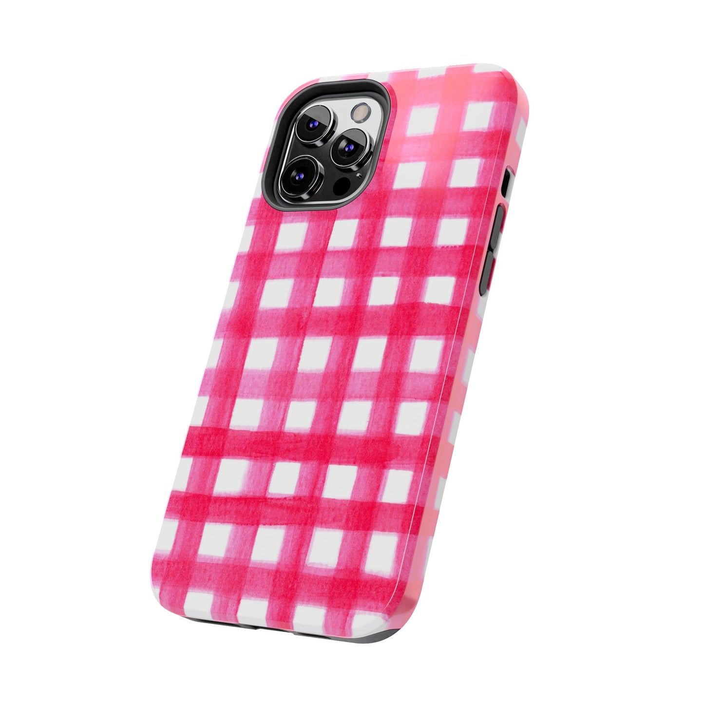 Hot Pink Gingham Watercolor Preppy Tough Phone Case | Various models