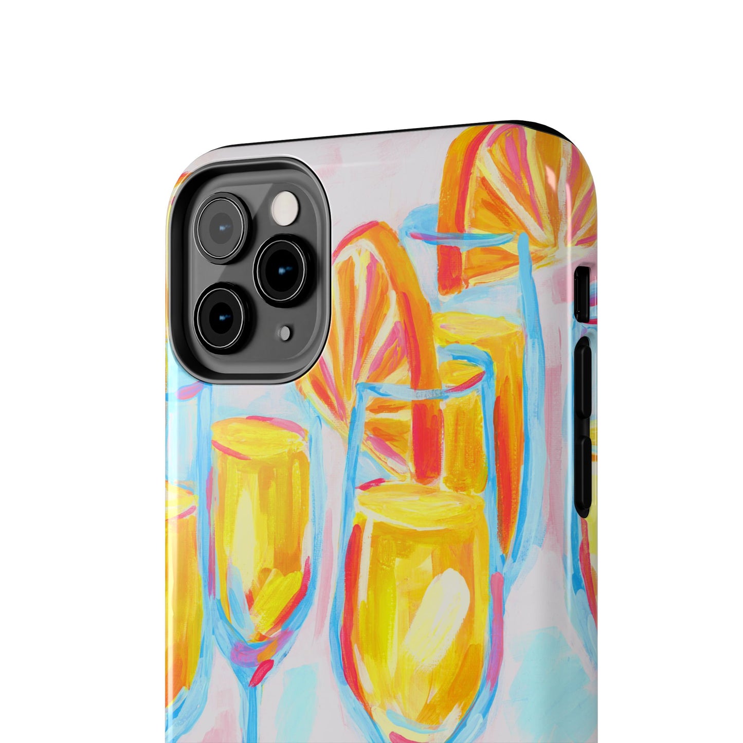 Pink Orange Mimosas Blue Champagne Flutes Abstract Acrylic Tough Phone Case | Various Models