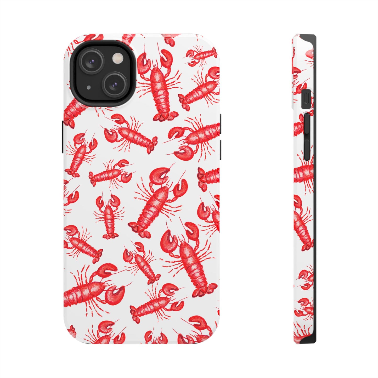 Watercolor Red Lobster Coastal Illustrated Patterned Tough Phone Case | Various Models