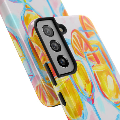 Pink Orange Mimosas Blue Champagne Flutes Abstract Acrylic Tough Phone Case | Various Models