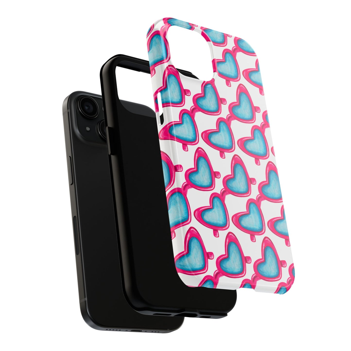 Pink Heart Shaped Sunglasses Watercolor Illustrated Tough Phone Case | Various Models