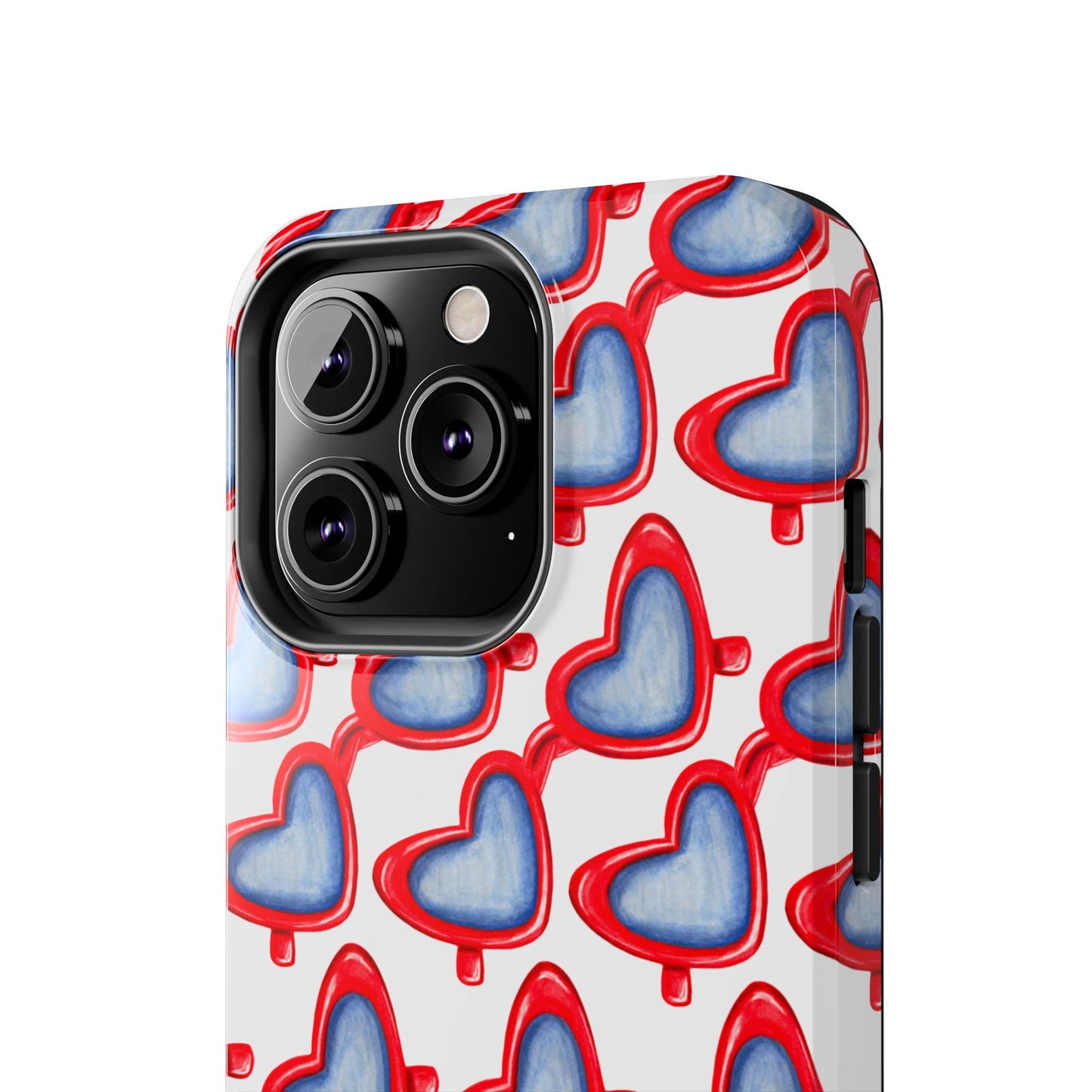 Red Heart Shaped Sunglasses Watercolor Illustrated Tough Phone Case | Various Models
