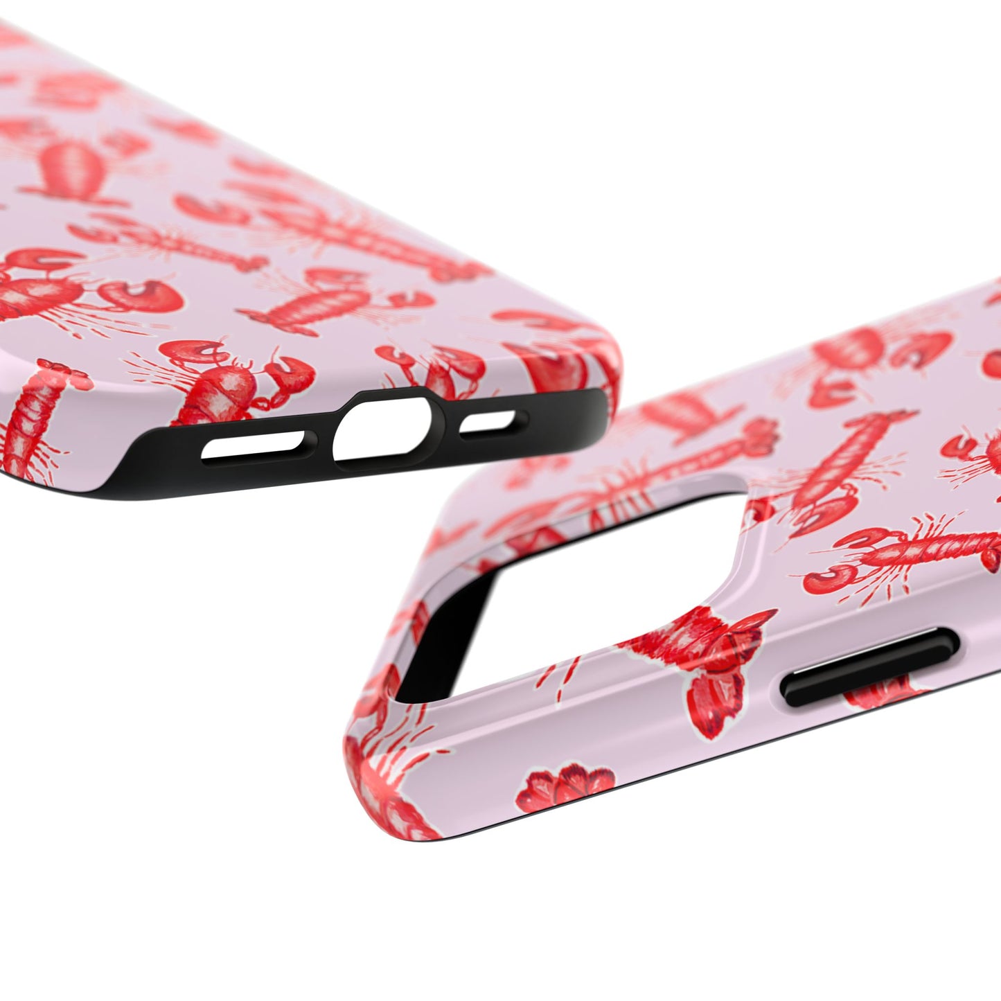 Red Lobster Watercolor Illustrated Tossed Pattern Light Pink Coastal Nautical Tough Phone Case | Various Models