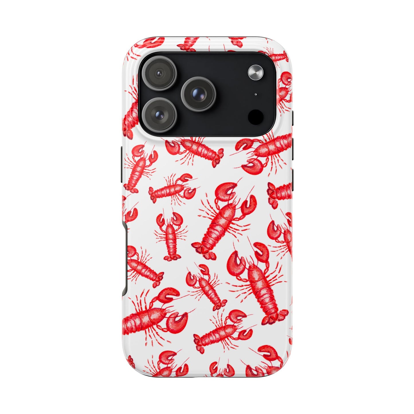 Watercolor Red Lobster Coastal Illustrated Patterned Tough Phone Case | Various Models