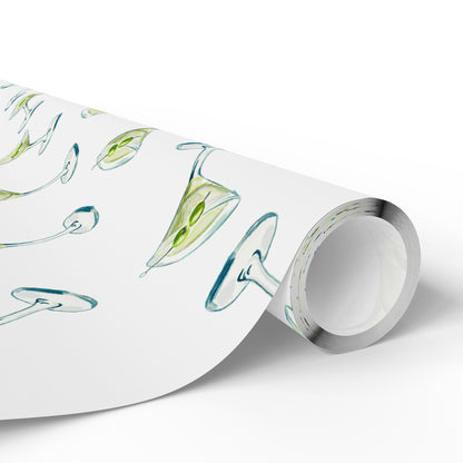 Gift Wrap | Martini Watercolor Illustrated Tossed Pattern | Matte or Glossy